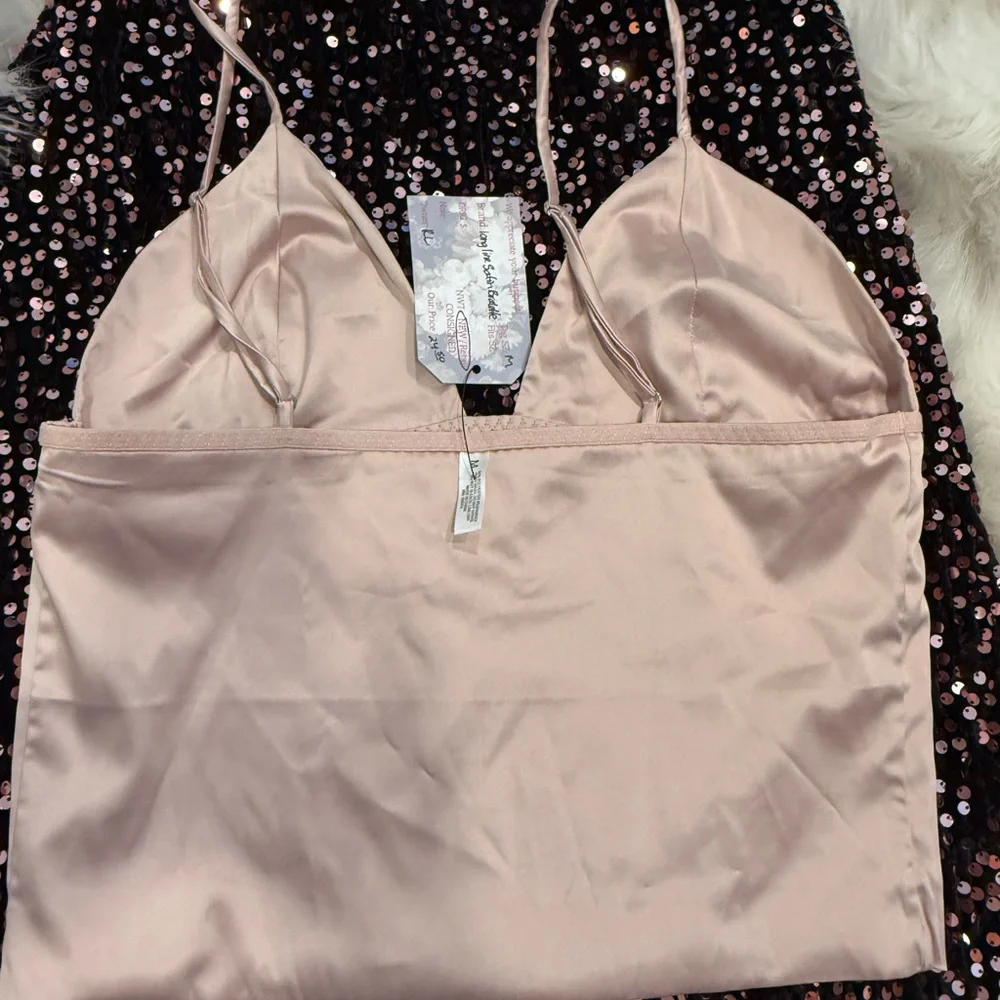Satin Blush Bralette camisole adjustable straps stretch soft‎ shimmer sz S or M
